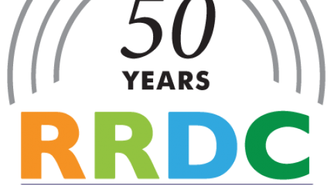 rrdc 50th anniversary vertical logo full color