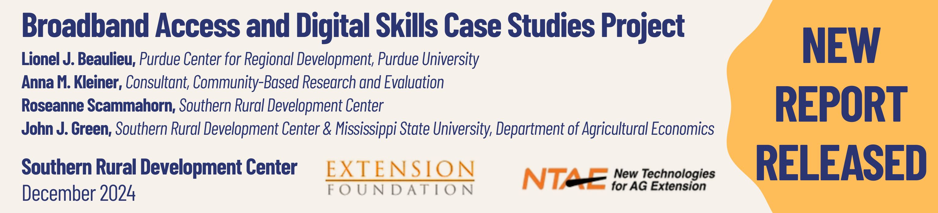 Banner image with name and authors of the report, Broadband Access and Digital Case Studies Project