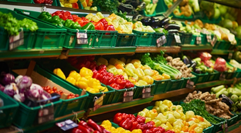 vegetable aisle of grocery store